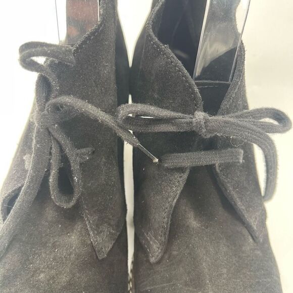 J. Crew Womens Ankle Boots Booties Suede Lace Up Wedge 2.5" Heels Black Size 9 - Picture 2 of 15
